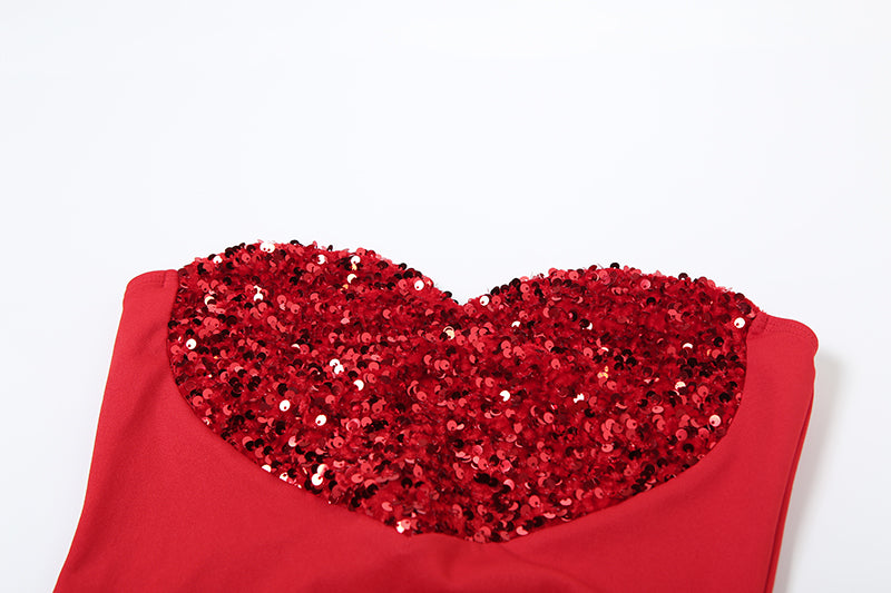 Sequin Heart Strapless Dress