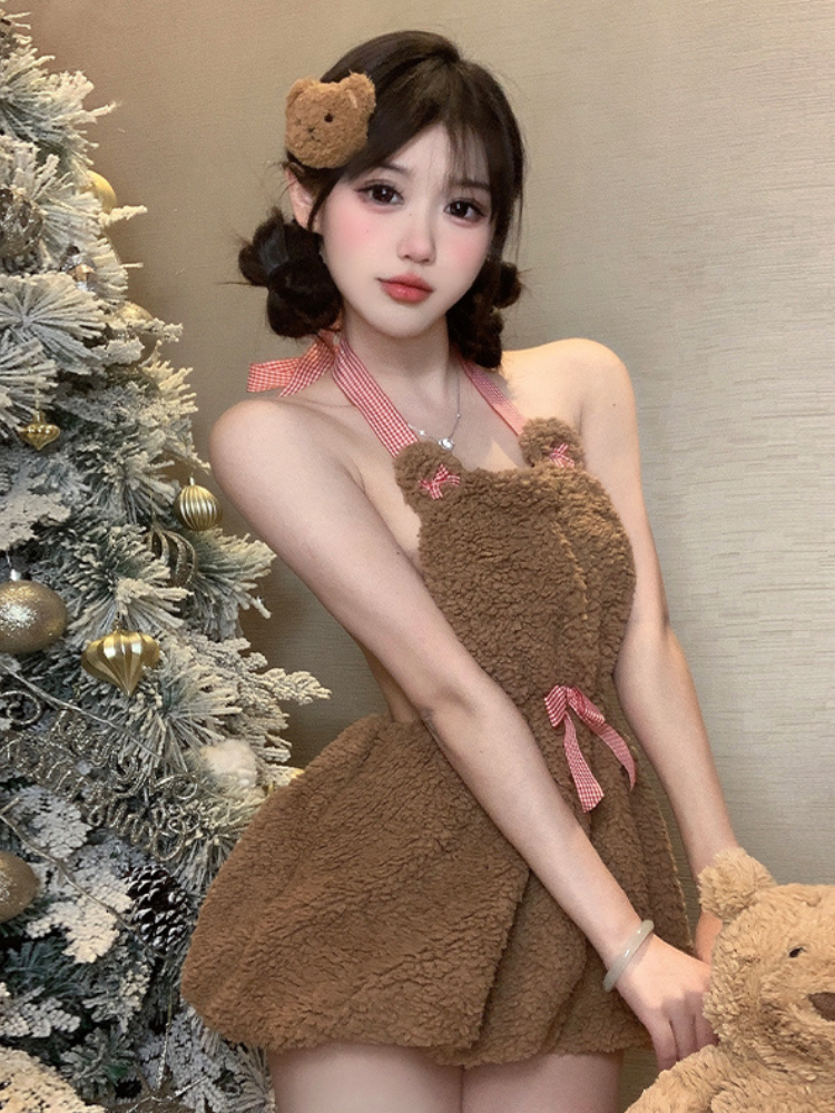 Cozy Teddy Bear Fleece Dress