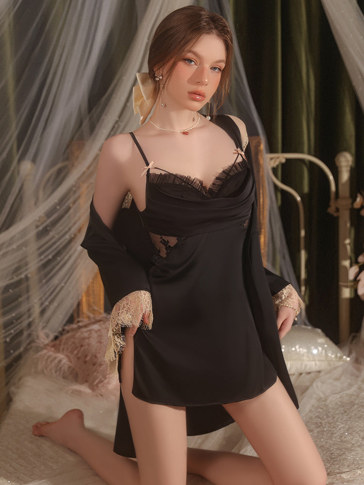 Robe nuisette en satin au charme éthéré