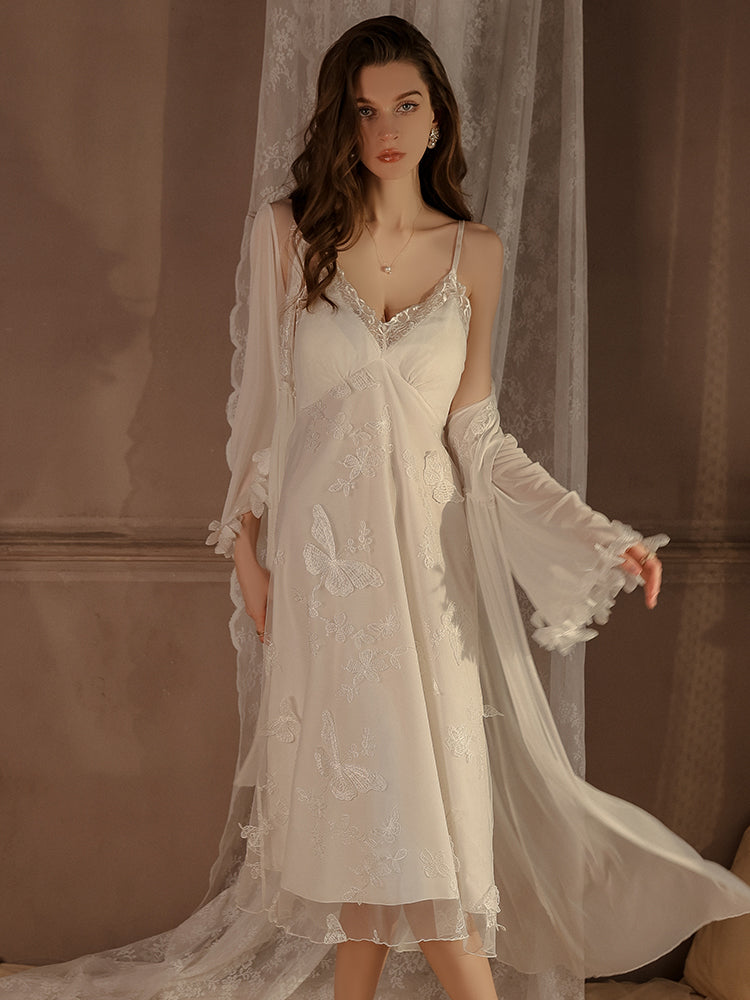 Satin Nightgown with Lace Details