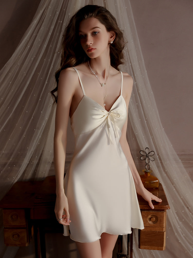 Satin Bow Slip Dress