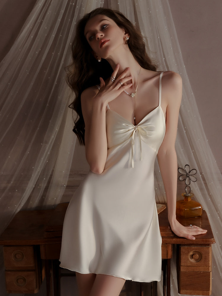 Satin Bow Slip Dress