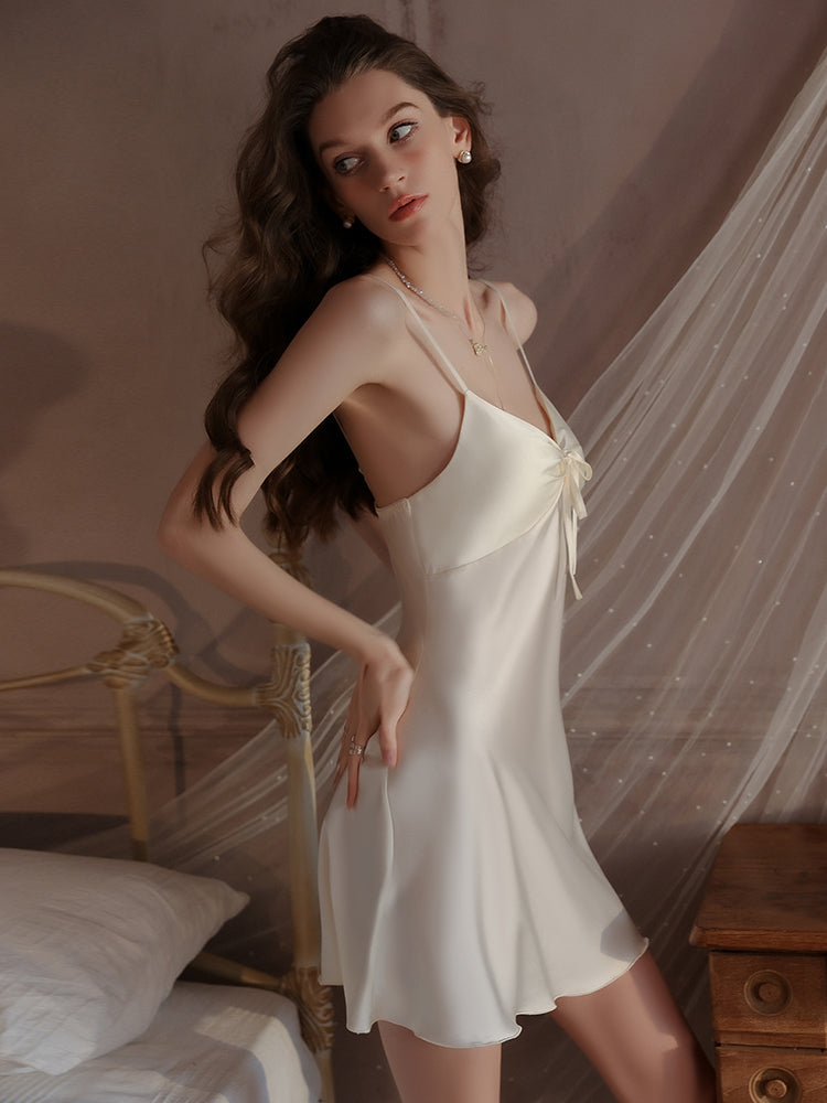 Satin Bow Slip Dress