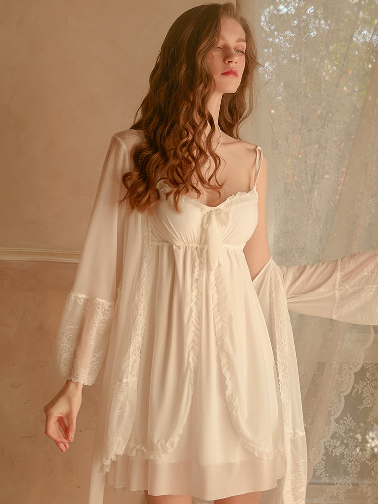 Romantic Lace-Trimmed Slip Dress