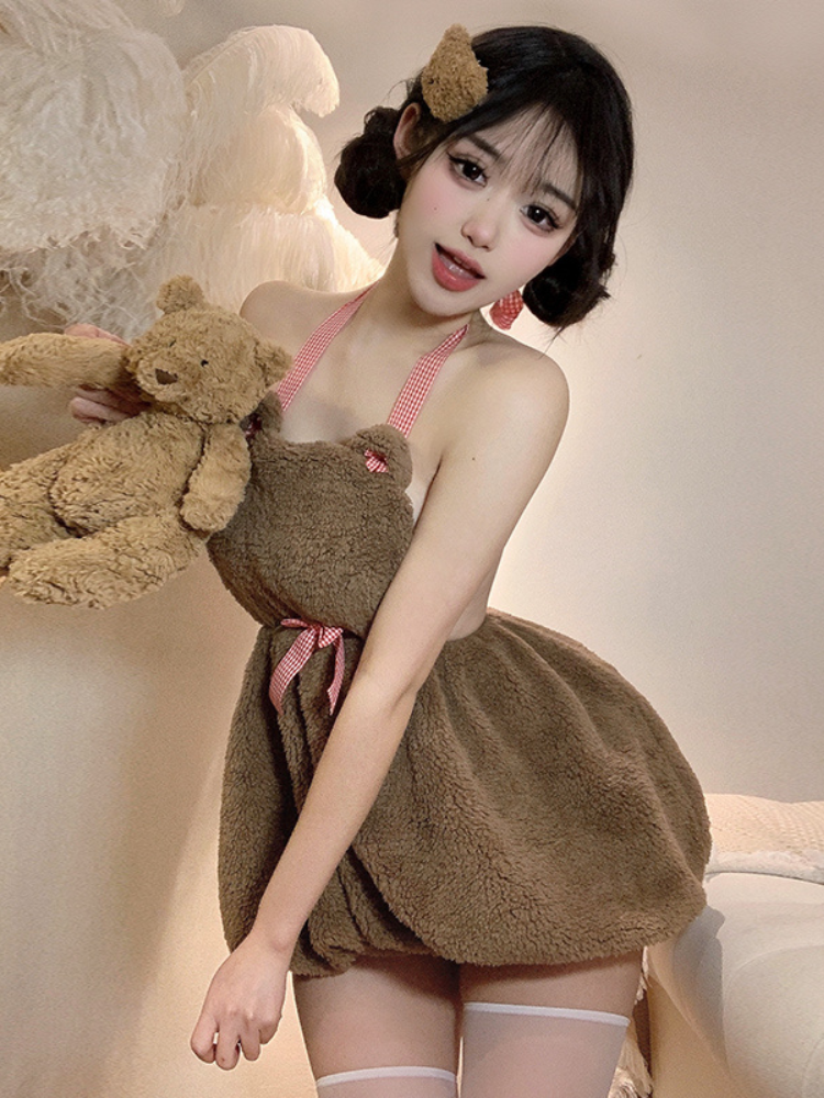 Cozy Teddy Bear Fleece Dress