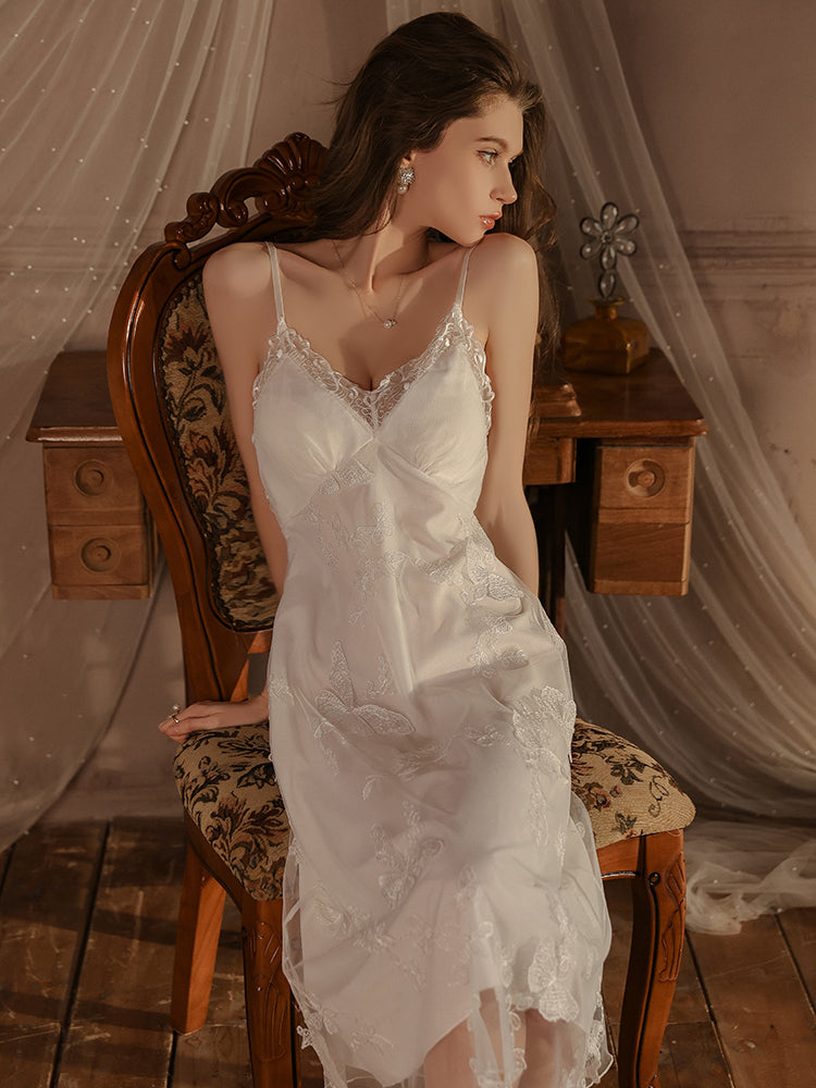 Satin Nightgown with Lace Details