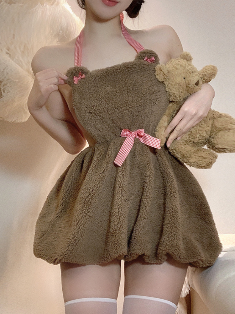 Cozy Teddy Bear Fleece Dress