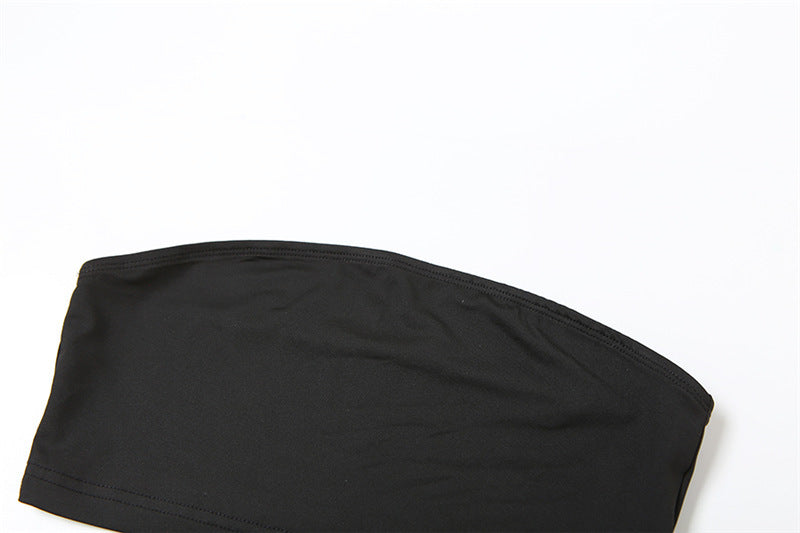 Black Off Shoulder Long Sleeve Mesh Top