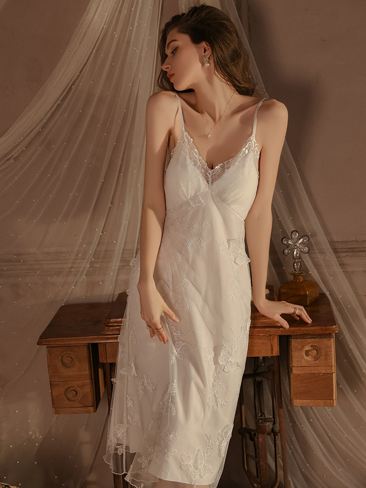 Satin Nightgown with Lace Details