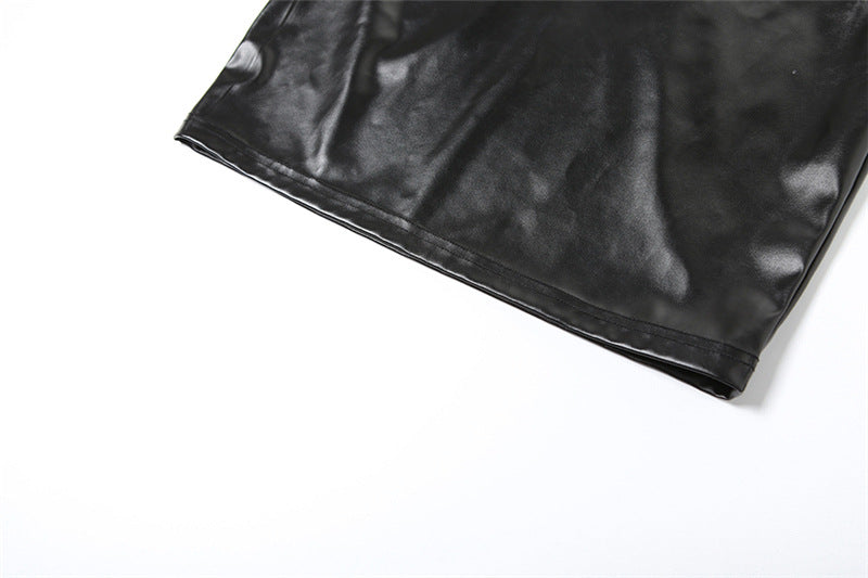 Black leather jacket on a white background