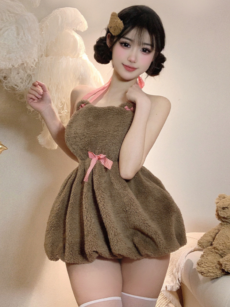 Cozy Teddy Bear Fleece Dress