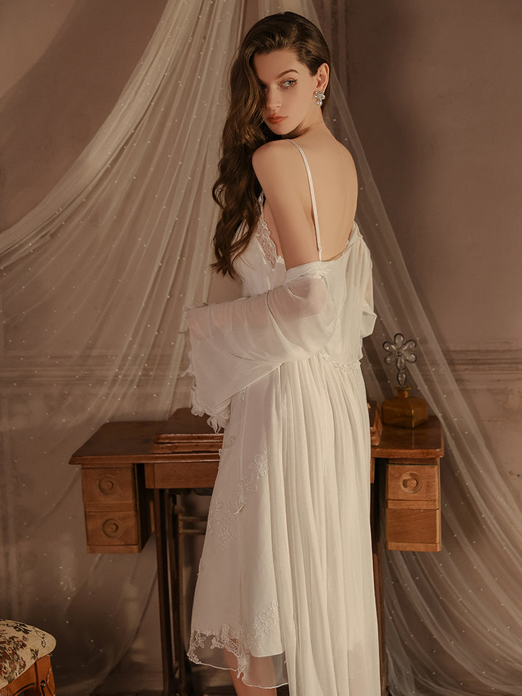 Satin Nightgown with Lace Details