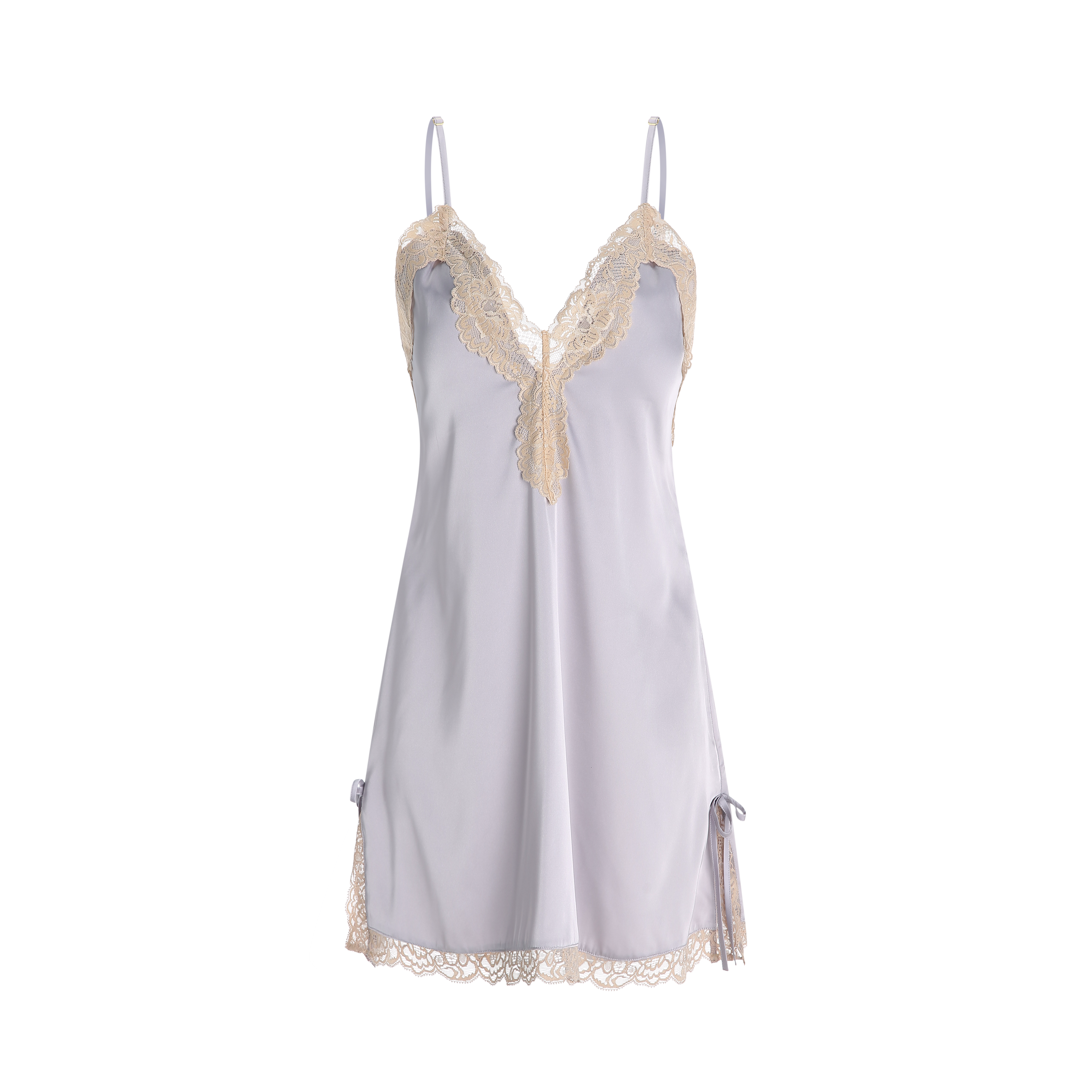 Lace Trim Satin Slip Dress