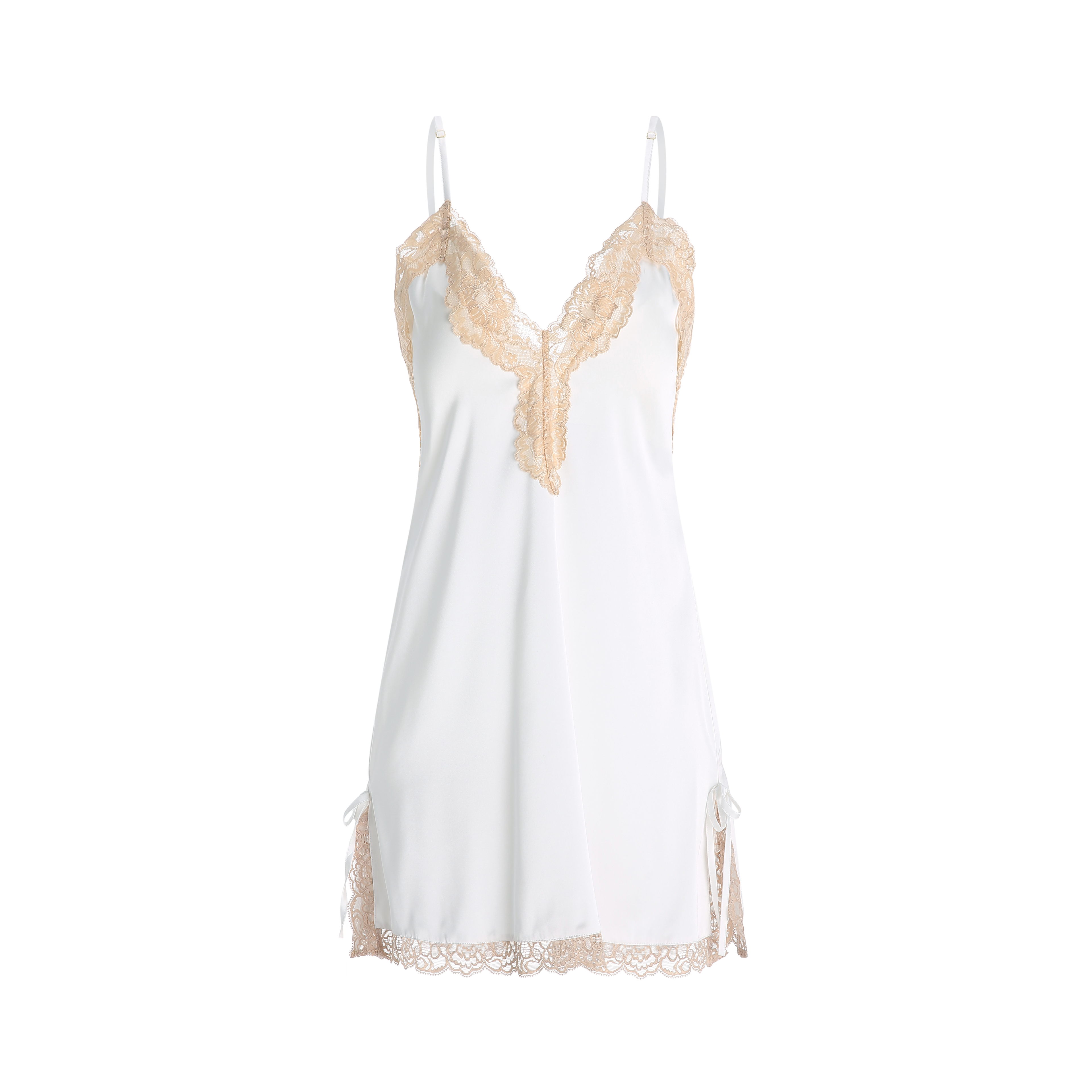 Lace Trim Satin Slip Dress