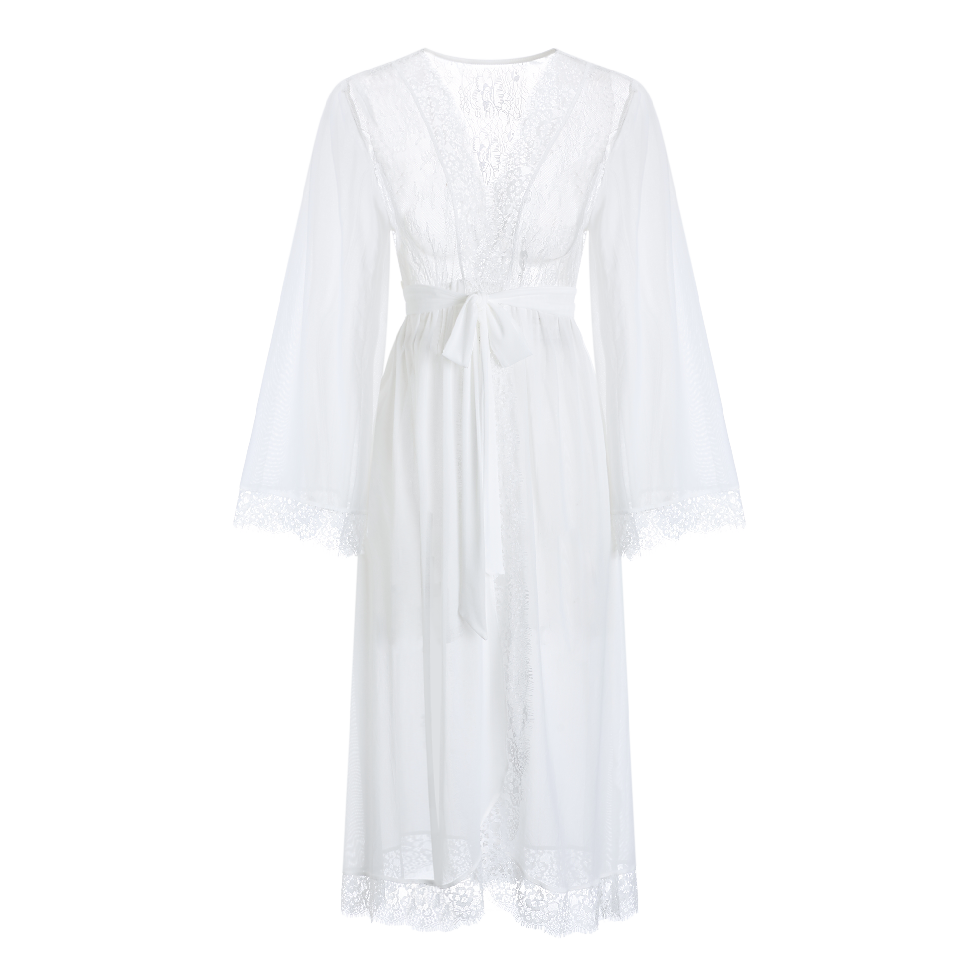 Elegant White Satin Nightgown with Lace Details