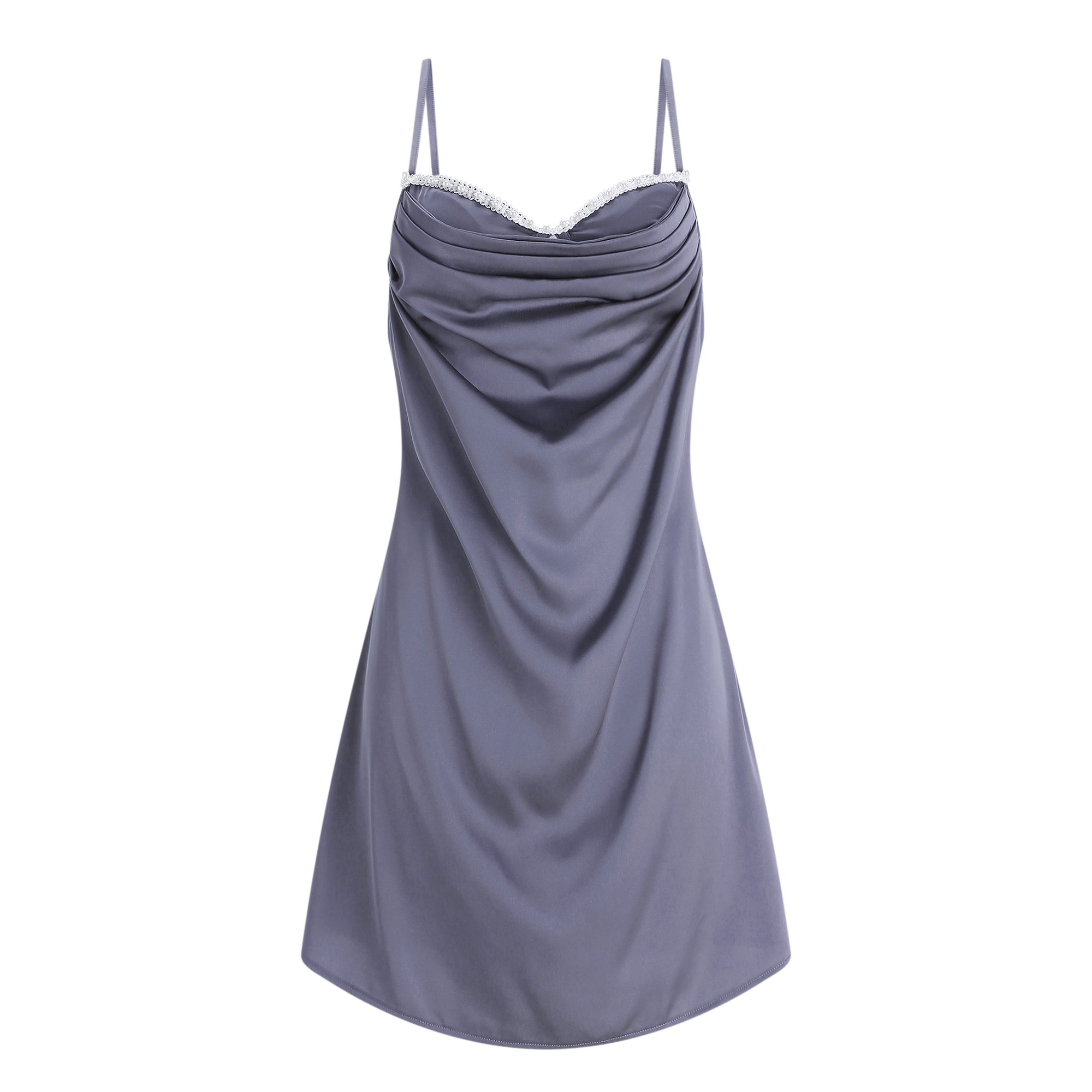 Robe nuisette en satin à silhouette ornée de perles