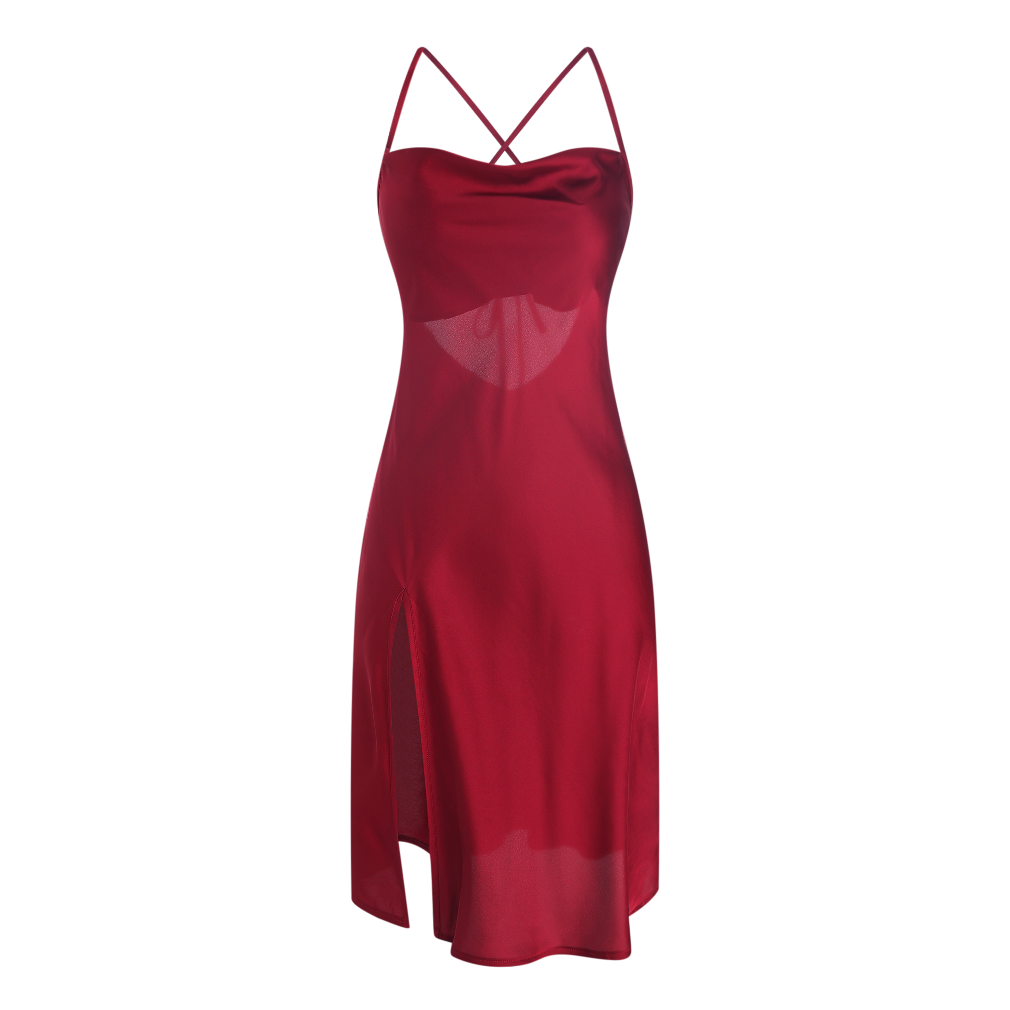 Satin Slip Dress with Plunging Neckline